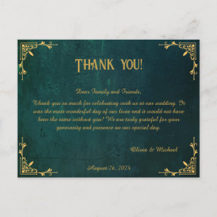 Vintag Dark Green Wedding Vielen Dank Postkarte