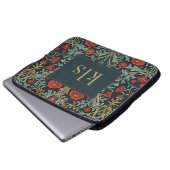 Vintag Dark Poppy William Morris Monogram Laptopschutzhülle (Vorne Knopf)