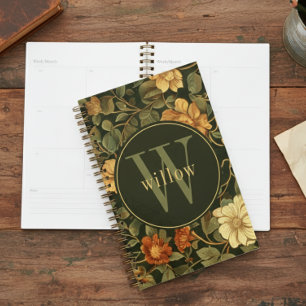 Vintag Dark William Morris Floral Monogram Planer
