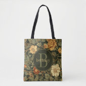 Vintag Dark William Morris Floral Monogram Tasche (Vorderseite)