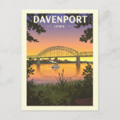 Vintag Davenport Iowa Postkarte (Vorderseite)