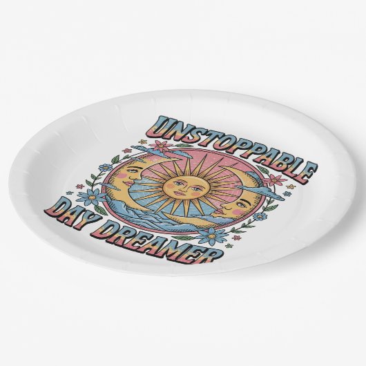 Vintag Day Dreamer Pappteller (Schrägansicht)