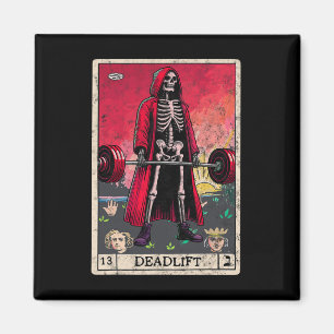 Vintag Deadlift Skeleton Halloween Gym Jokes Weig Magnet