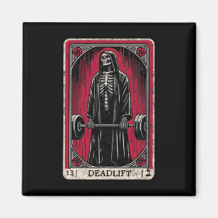 Vintag Deadlift Skeleton Halloween Gym Jokes Weig Magnet