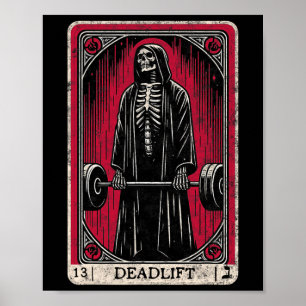 Vintag Deadlift Skeleton Halloween Gym Jokes Weig Poster