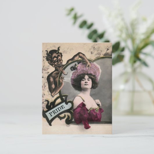 Vintag Deadly Sin Pride Postkarte (Stehend Vorderseite)