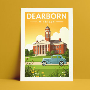 Vintag Dearborn Michigan Postkarte