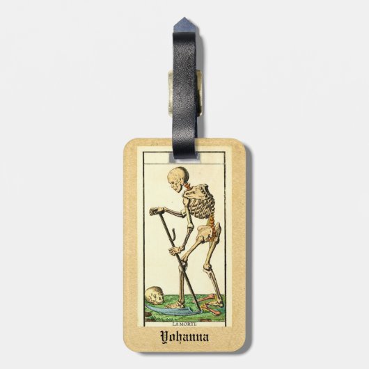 Vintag Death Morte Tarot Gepäckanhänger (Rückseite vertikal)