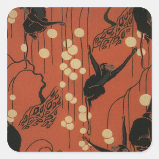 Vintag Deko Moderne Affen Quadratischer Aufkleber