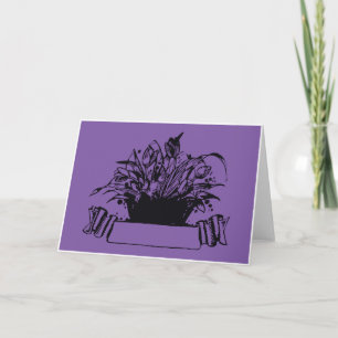 Vintag Deko Woodcut-artige Blume Feiertagskarte