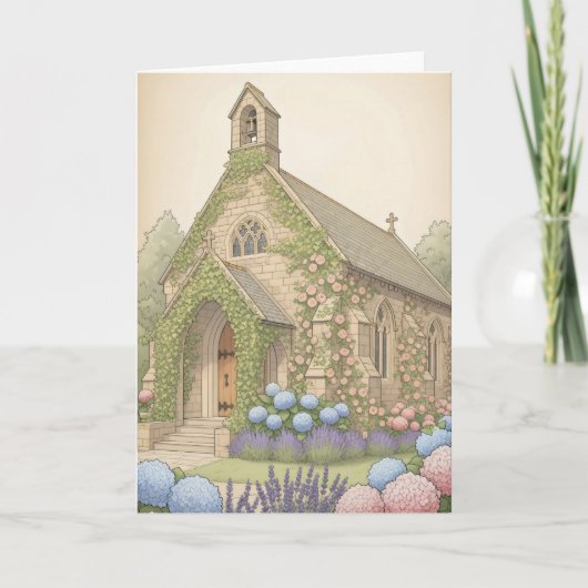 Vintag dekorierte, bezaubernde Landkirche Karte (Vorderseite)