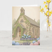 Vintag dekorierte, bezaubernde Landkirche Karte (Gelbe Blume)