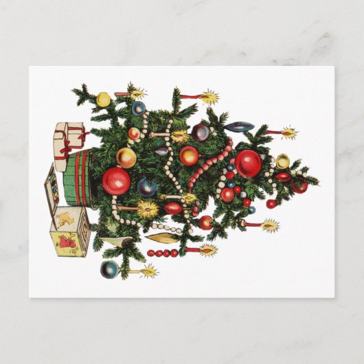 Vintag dekorierter Weihnachtsbaum Ankündigungspostkarte (Vorderseite)
