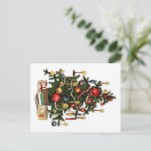 Vintag dekorierter Weihnachtsbaum Ankündigungspostkarte (Stehend Vorderseite)