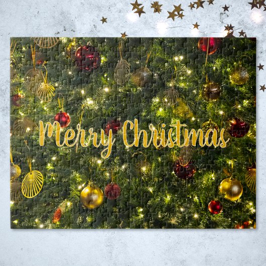 Vintag dekorierter Weihnachtsbaum Fakultativtext Puzzle
