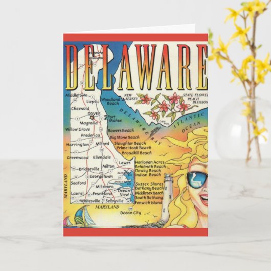 Vintag Delaware Map Karte (Gelbe Blume)