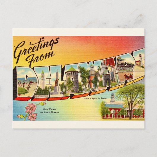 Vintag Delaware Map Postkarte (Vorderseite)
