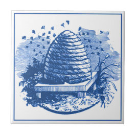 Vintag Delft Blue Art Nouveau Honeybeve Hive Fliese