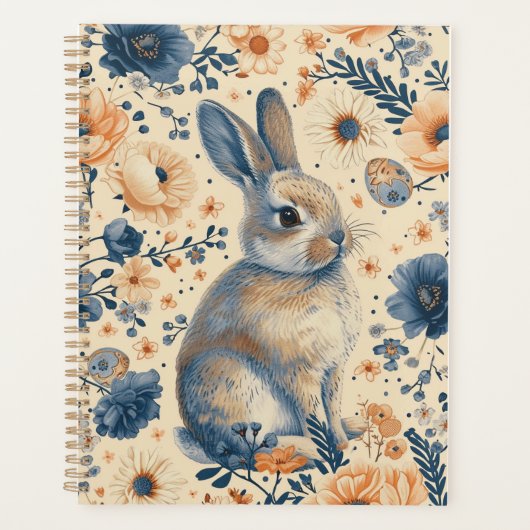 Vintag Delft Blue Rabbit Osterplaner Planer (Vorderseite)