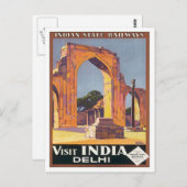 Vintag Delhi India Railways Postkarte (Vorne/Hinten)