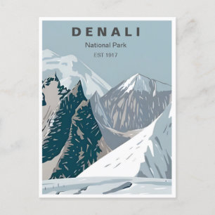 Vintag Denali Nationalpark Alaska Mount Hunter Postkarte