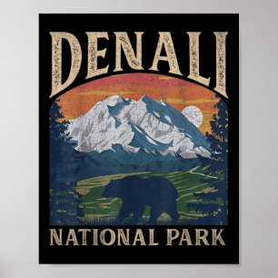 Vintag-Denali-Nationalpark Retro-Berg für Männer W Poster