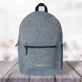 Vintag Denim Blue Jeans Look Bedruckter Rucksack