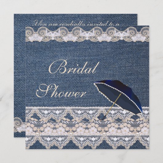 Vintag Denim und Lace Brautparty Einladung (Vorne/Hinten)