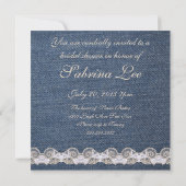 Vintag Denim und Lace Brautparty Einladung (Rückseite)