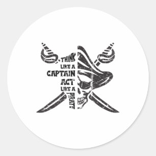 Vintag denken Sie wie ein Captain, der wie ein Pir Runder Aufkleber