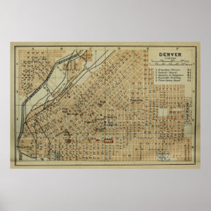 Vintag Denver Colorado Map (1904) Poster