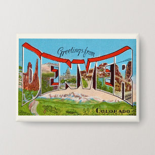 Vintag Denver Colorado Postcard Button