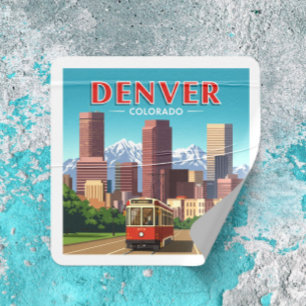 Vintag Denver Colorado Quadratischer Aufkleber