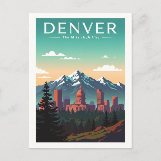 Vintag Denver Postkarte (Vorderseite)