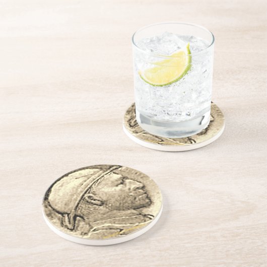 "Vintag-DEPRESSION-HOBO NICKLE Untersetzer" Getränkeuntersetzer (Seite)