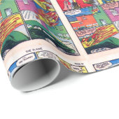 Vintag der Flammesuperhero-Comic-Buch-Schuft Geschenkpapier (Rolleneckpunkt)