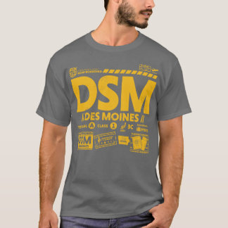 Vintag Des Moines DSM Airport Code Reisetag Ret. T-Shirt