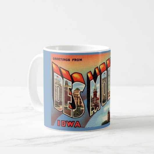 Vintag Des Moines Iowa Tasse (Vorderseite Links)