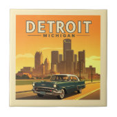 Vintag Detroit Michigan Fliese (Vorderseite)