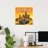 Vintag Detroit Michigan Poster (Heimbüro)