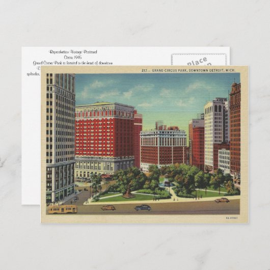 Vintag Detroit Michigan Postkarte (Vorne/Hinten)