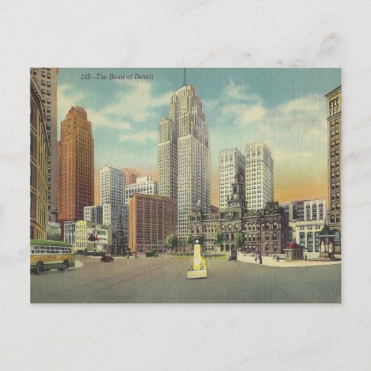Vintag Detroit Michigan Postkarte (Vorderseite)