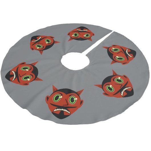 Vintag Devil Brushed Polyester Tree Skirt Weihnachtsbaumdecke (Schrägansicht)