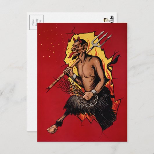 Vintag Devil Krampus Postkarte (Vorne/Hinten)
