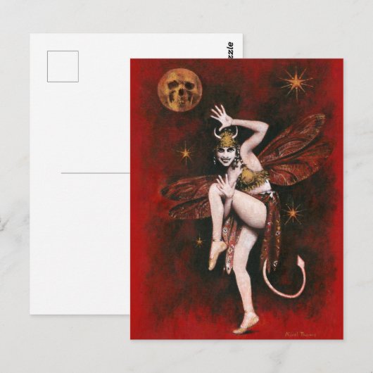 Vintag Devil Lady Postcard Postkarte (Vorne/Hinten)