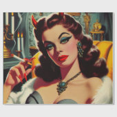 Vintag Devil Woman Geschenkpapier (Flach)