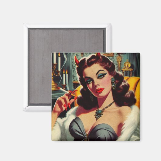 Vintag Devil Woman Magnet (Vorderseite/Rückseite)
