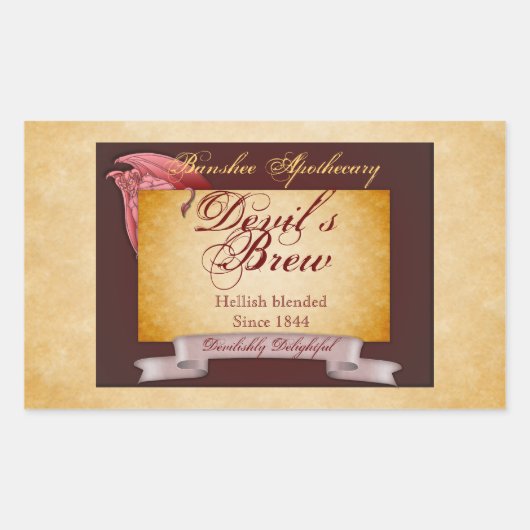 Vintag Devil's Brew Halloween Flaschenaufkleber Rechteckiger Aufkleber (Vorderseite)
