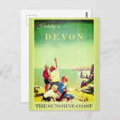 Vintag Devon England Travel Poster Postkarte (Vorne/Hinten)