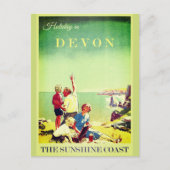 Vintag Devon England Travel Poster Postkarte (Vorderseite)